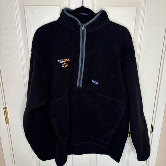 Patagonia Synchilla Men’s Fleece Pullover Black Large Half-Zip Fleece Sweater - Picture 1 of 6